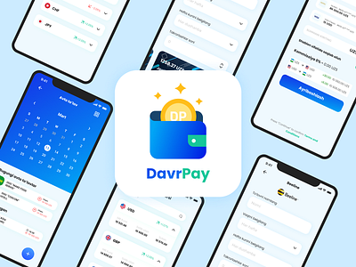 Mobile Fintech Application design for DavrPay branding fintech logo mobile ui ux