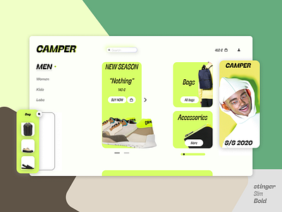 Camper design green minimalistic shop ui web webdesign