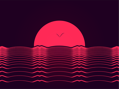 Sunset adobe illustrator art black creative design graphic graphic design illustration minimal red sunset vector web