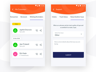 OneGo - POS android app creative creativity insurance interface product product design raise another issue ui ux wishing reminders