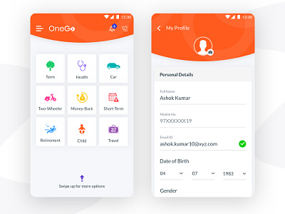 OneGo PoS android app creative creativity design insurance interface product ui ux