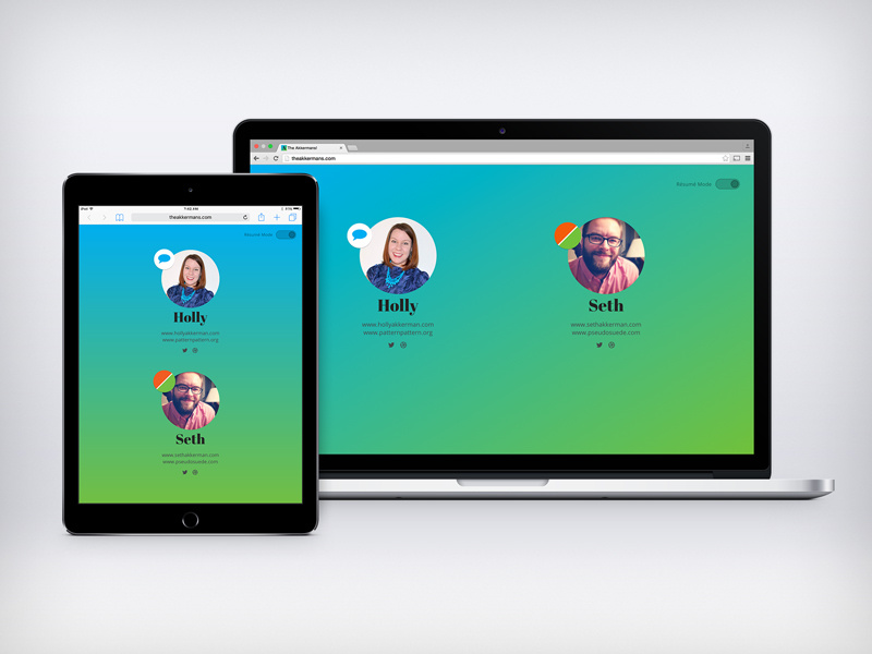 The Akkermans! calling card about profile web digital design process website