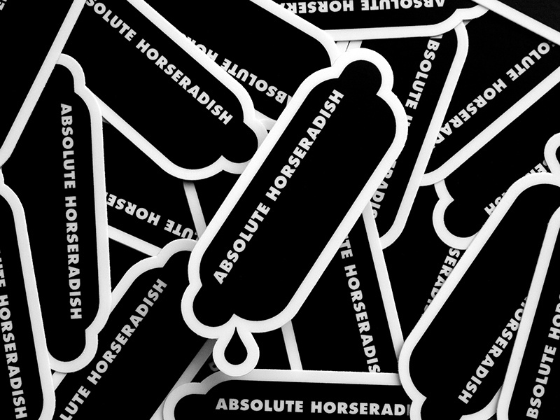 Absolute Horseradish Stickers stickermule absolute horseradish hotdog black and white zines zine sticker