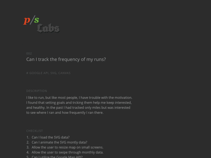 PS Labs Initial Prototype experiments motion design prototype design process website