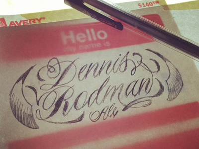 Dennis Rodman Ale Label Pencil Sketch 2 bear hand brewing lettering making more pencil pseudo suede studios seth akkerman