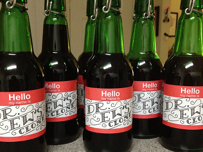 Dr. Ew's Brownstone Clone Labels Applied brewing illustration label lettering