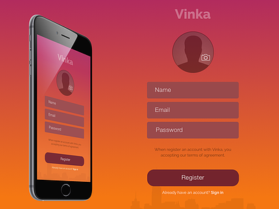 Vinka - Signup app form ios iphone signup sounden vinka