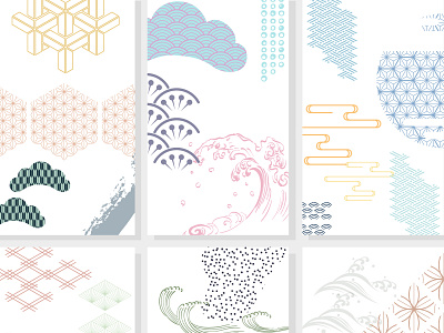 Japanese template vector. Geometric card background.