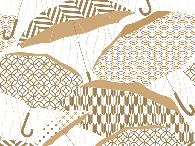 Umbrella elements. Japanese pattern vector. Gold geometric abstract asian backdrop background banner chinese geometric graphic illustration japanese modern paper pattern rainy seamless season umbrella vector wrapping