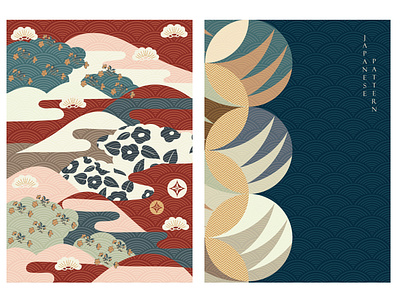 Japanese background with oriental icon vector. Asian pattern