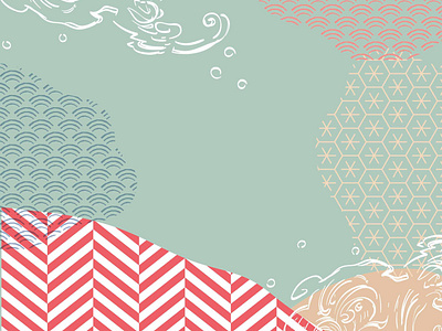 Japanese template vector. Cloud shape with geometric pattern