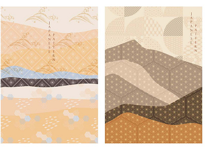 Japanese pattern with Landscape background vector in vintage abstract asian background banner chinese geometric illustration japanese landscpae modern mountain pattern vector