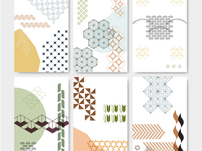 Japanese pattern vector with geometric elements for template. In