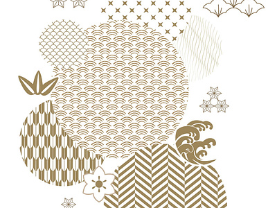 Japanese pattern vector. Gold geometric background template.