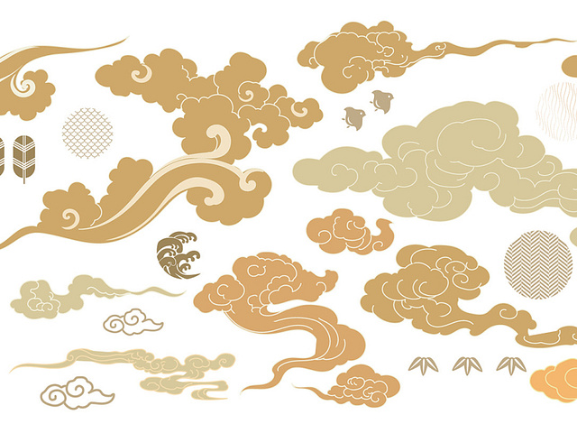 Asian cloud symbols in oriental style. Chinese new year icons. J by ...