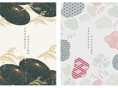 Japanese template vector. Geometric background. Umbrella