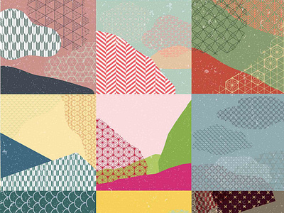 Japanese pattern vector with grunge texture background.