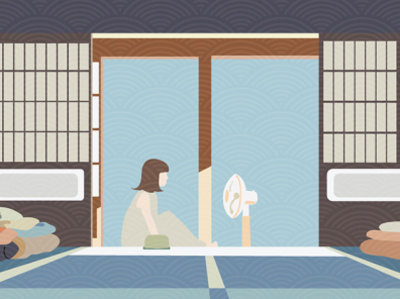 Stay at home with Japanese wave pattern vector. Train travel