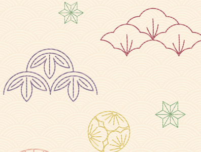 Japanese background with icon vector. Geometric and natural elem
