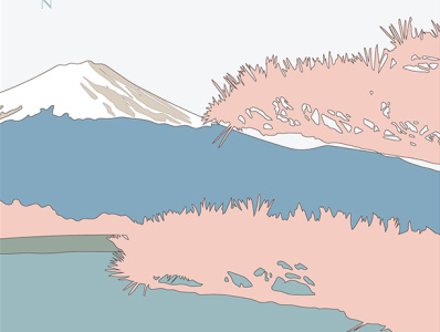Fuji mountain background vector. Famous Japan landmark wallpaper