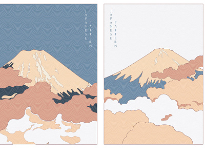 Fuji mountain background with Art landscape poster design vector abstract asian background banner chinese cloud fuji illustration japanese landmark modern mountain nature pattern vector wave