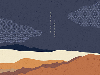 Landscape background with Japanese pattern vector. Mountain temp