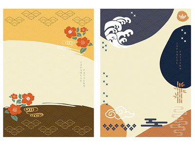 Japanese template with natural landscape background vector. abstract art landscape asian background banner chinese chinese flower elements chinese landscraft illustration japanese modern pattern vector