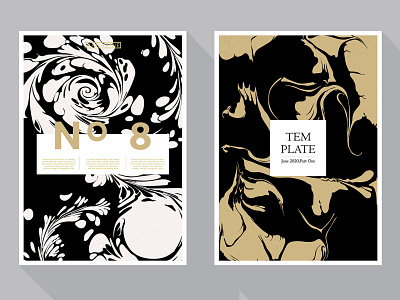 Vector set of Abstract art templates with Japanese wave pattern.