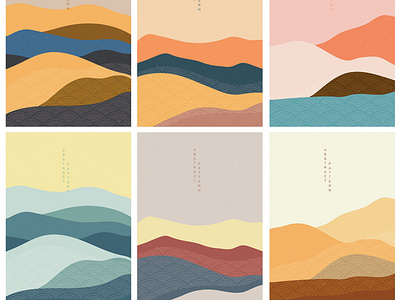 Natural landscape background with Japanese wave pattern vector. by ...