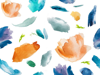 Floral seamless pattern with watercolor texture illustration. Br