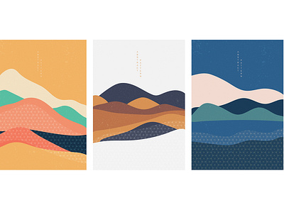 Natural Landscape background with Japanese pattern vector. Geome abstract asian background banner chinese curve desert geometric illustration japanese landscape modern mountain pattern template vector wave