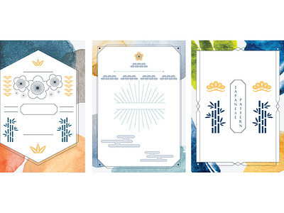 Japanese pattern and icon vector. Oriental weeding invitation an