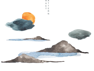 Abstract background with watercolor texture vector. Mountain lan abstract art asian background banner chinese illustration japanese landscape minimal modern mountain pattern scenery style vector watercolor painting wave