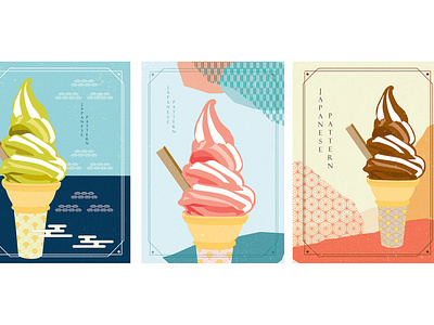 Japanese template with abstract background vector. Soft cream wi by  marukopum on Dribbble