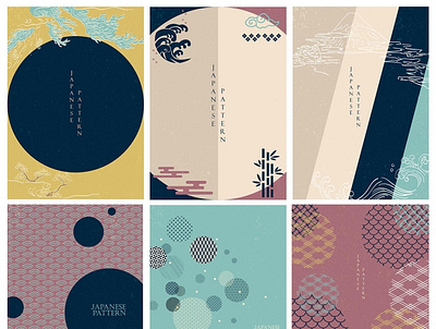 Japanese template with geometric pattern vector. Asian icon elem abstract asian background banner card chinese circle geometric icon illustration japanese modern oriental pattern poster template vector wave web banner