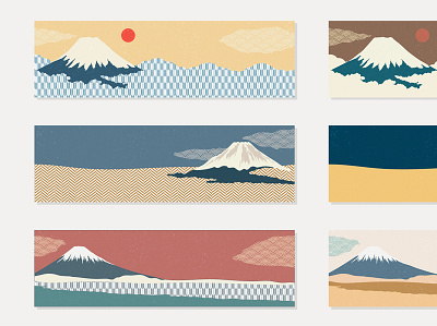 Fuji mountain background with Japanese wave pattern vector. Natu abstract asian background banner banners chinese geometric illustration japanese landmark landscape modern mountain pattern template vector wallpaper wave