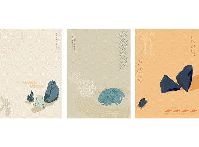 Zen garden background with Japanese wave pattern vector. Stones abstract asian background banner chinese geometric icon icons illustration japanese meditation modern pattern rock stone symbol vector zen