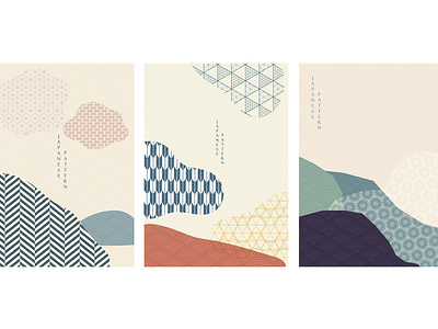 Abstract landscape background with Geometric pattern vector. Mou abstract asian background banner chinese illustration japanese landscape modern pattern postcard poster template texture vector wave