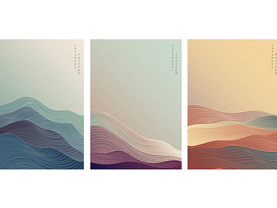 Japanese hand drawn wave pattern with abstract background vector