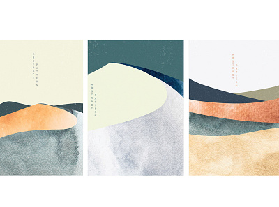 Abstract landscape background with Japanese wave pattern vector. abstract asian background banner chinese curve illustration japanese landscape modern mountain pattern poster scenery template texture vector watercolor painting wave