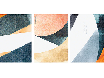 Geometric background with watercolor texture vector. Abstract te