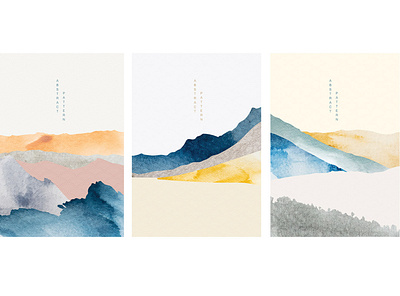 Abstract art with geometric pattern vector. Mountain landscape d abstract asian background banner chinese illustration japanese landscape modern mountain pattern postcard poster template vector watercolor painting