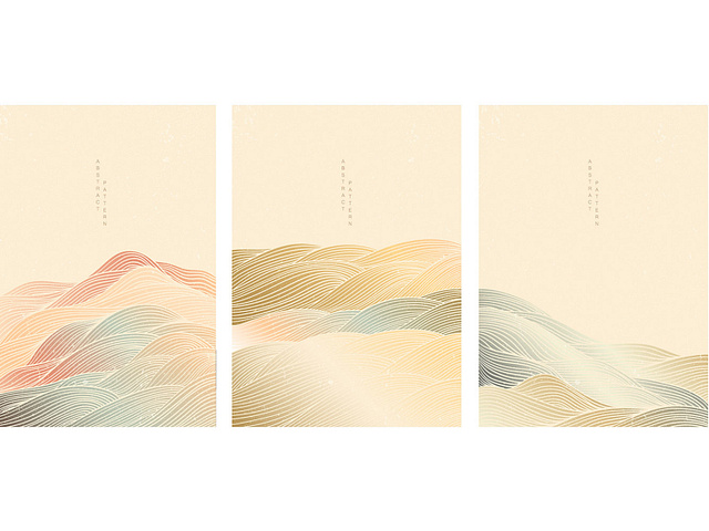 Abstract landscape background with Japanese wave pattern vector. by ...