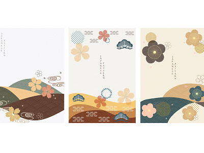 Japanese template vector. Abstract background in Asian style wit abstract asian background banner cherry bloosm chinese curve flower icon illustration japanese modern pattern postcard template traditional vector vintage wave