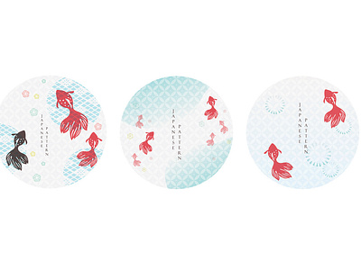 Vector set of Japanese icon and logo template. Geometric pattern