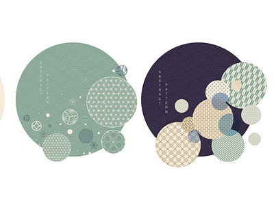 Abstract arts background with Japanese pattern vector. Circle lo