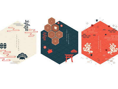 Set of geometric modern graphic elements vector. Asian icons and