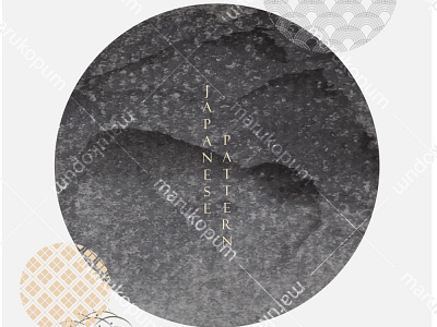 Japanese background with Gold texture in circle shape vector. Mo