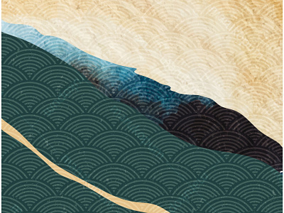Abstract background with Japanese pattern vector. Mountain lands