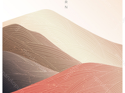 Abstract landscape background with Japanese pattern vector. Moun abstract asian background banner chinese curve gradient illustration japanese line modern mountain pattern sea sunrise sunset template vector wave